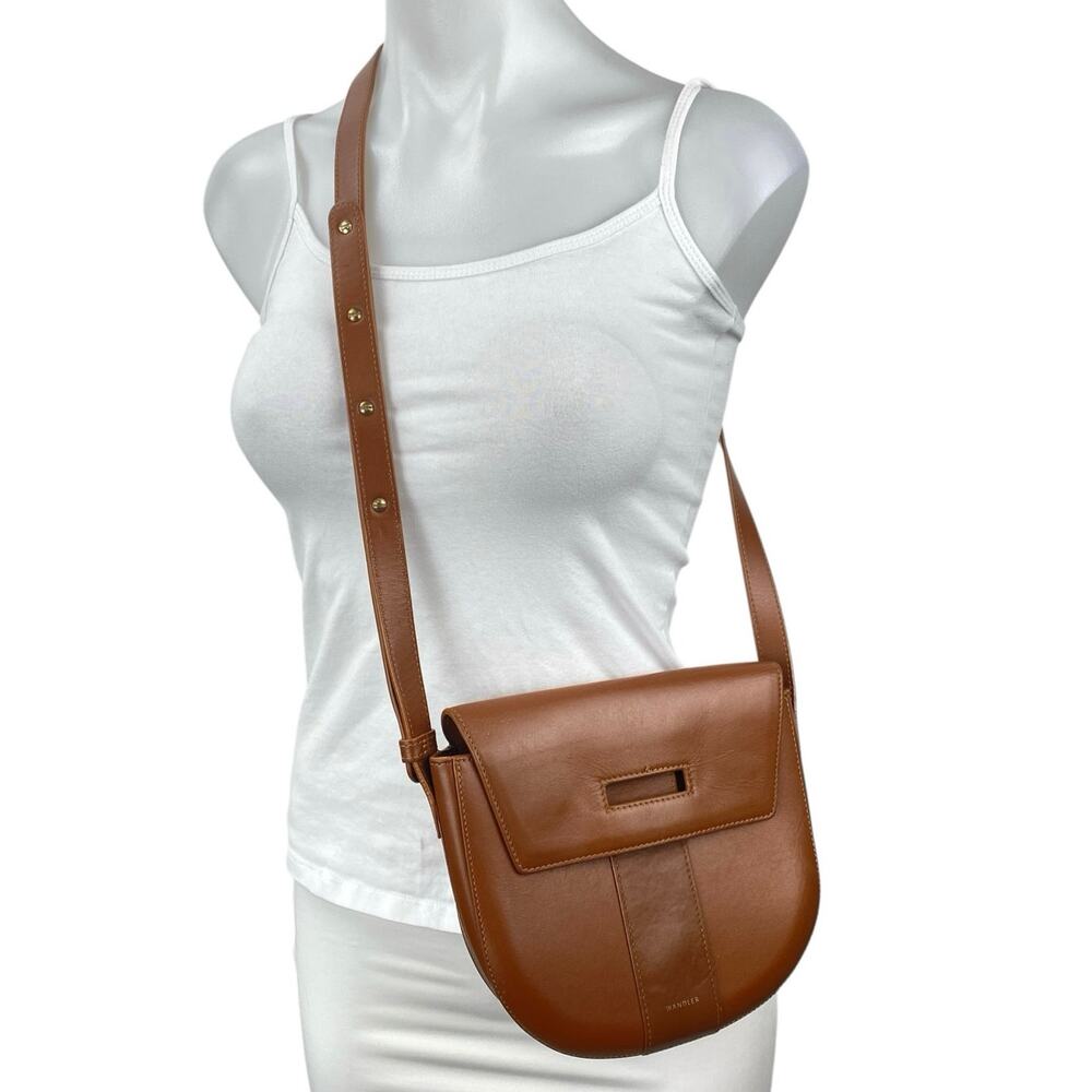 Wandler Miles Brown Leather Minimalist Rounded Shoulder Crossbody Handbag OS